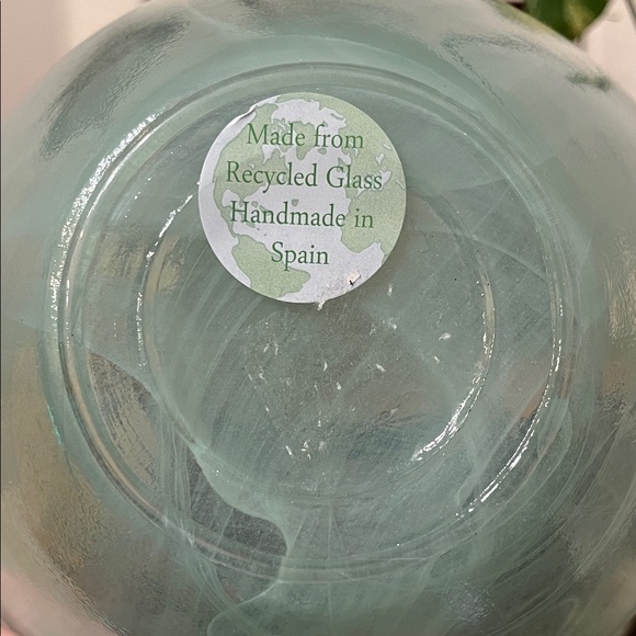 Artisan Marbled Seafoam Green Glass Bowl Made in Spain - Picture 7 of 11